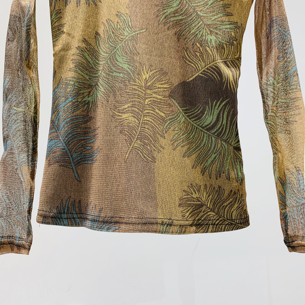 Őszi női blúz rátéttel, kerek nyakkivágással