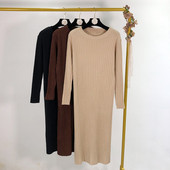 Hosszú vékony kötött ruha három színben