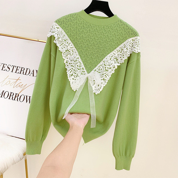 Γυναικείο πουλόβερ με δαντέλα σε διάφορα χρώματα