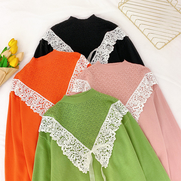 Γυναικείο πουλόβερ με δαντέλα σε διάφορα χρώματα