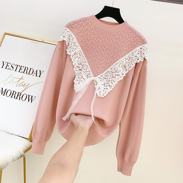 Γυναικείο πουλόβερ με δαντέλα σε διάφορα χρώματα