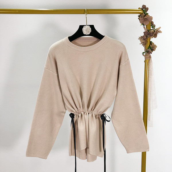 Γυναικείο πλεκτό πουλόβερ με δεσμούς μέσης