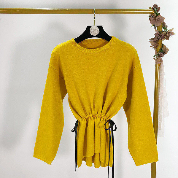 Γυναικείο πλεκτό πουλόβερ με δεσμούς μέσης