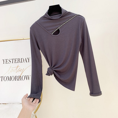 Καθημερινή γυναικεία μπλούζα με ψηλό γιακά σε διάφορα χρώματα