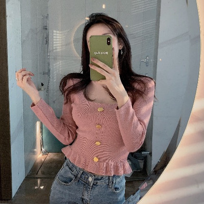 Testhezálló női blúz négyzet alakú nyakkivágással, zöld, fehér, rózsaszín és fekete színben