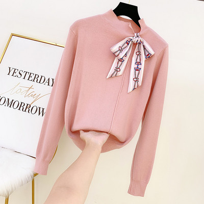 Μοντέρνο γυναικείο πουλόβερ με κορδέλα σε διάφορα χρώματα