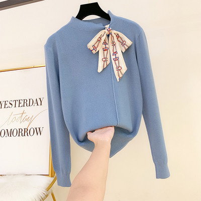 Μοντέρνο γυναικείο πουλόβερ με κορδέλα σε διάφορα χρώματα