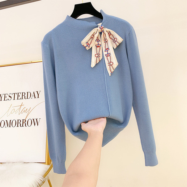 Μοντέρνο γυναικείο πουλόβερ με κορδέλα σε διάφορα χρώματα