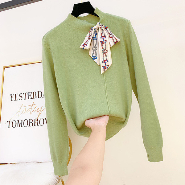 Μοντέρνο γυναικείο πουλόβερ με κορδέλα σε διάφορα χρώματα
