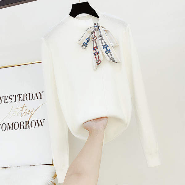 Μοντέρνο γυναικείο πουλόβερ με κορδέλα σε διάφορα χρώματα