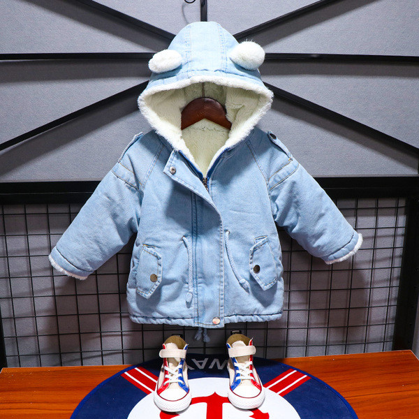 Μοντέρνο παιδικό μπουφάν 3D με μαλακή επένδυση για αγόρια σε μπλε χρώμα