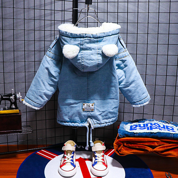Μοντέρνο παιδικό μπουφάν 3D με μαλακή επένδυση για αγόρια σε μπλε χρώμα