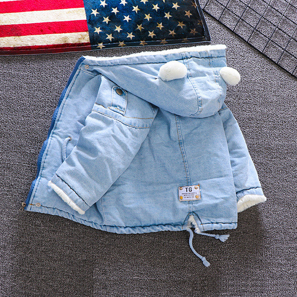 Μοντέρνο παιδικό μπουφάν 3D με μαλακή επένδυση για αγόρια σε μπλε χρώμα