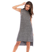 Alkalmi női rövid ruha szürke slicceléssel