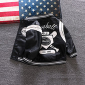 Új modell modern őszi fiú kabát eko bőrből fekete színben