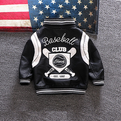 Új modell modern őszi fiú kabát eko bőrből fekete színben