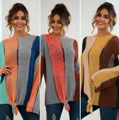 Pulover casual de dama floral in trei culori cu decolteu oval