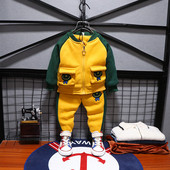 Kétrészes, puha bélésű, új modell gyerekszett + nadrág sárga színben