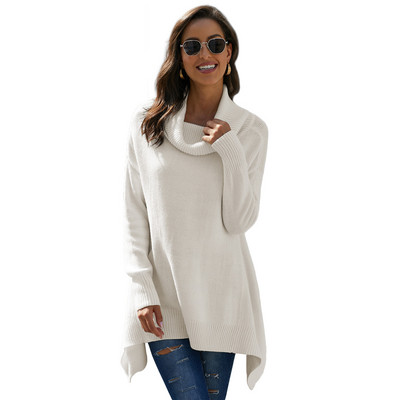 Pulover de dama modern cu guler inalt si maneci lungi in patru culori