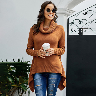 Pulover de dama modern cu guler inalt si maneci lungi in patru culori