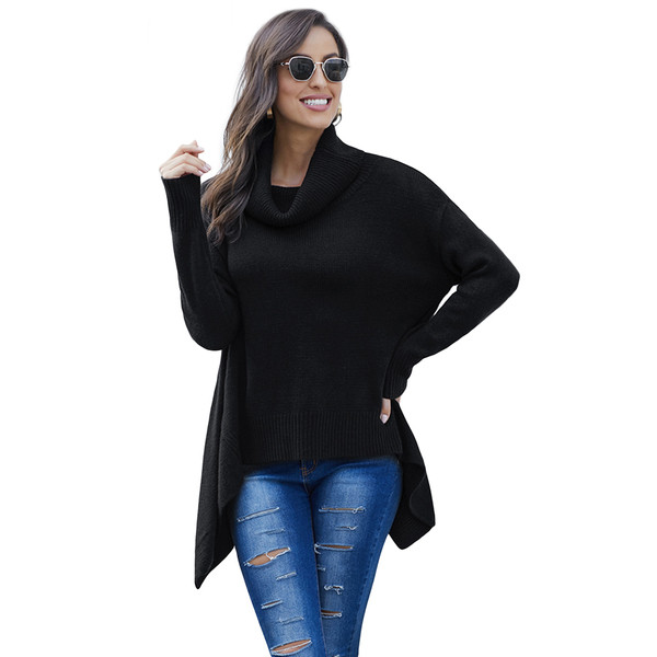 Pulover de dama modern cu guler inalt si maneci lungi in patru culori