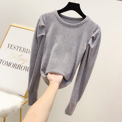 Μοντέρνα γυναικεία μπλούζα με μακριά μανίκια και στρογγυλή λαιμόκοψη σε διάφορα χρώματα