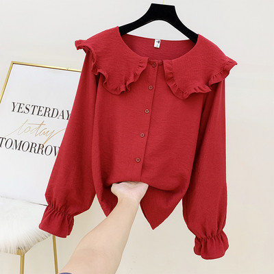 Cămașă de damă cu nasturi și mâneci lungi în mai multe culori