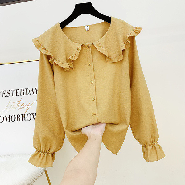 Cămașă de damă cu nasturi și mâneci lungi în mai multe culori