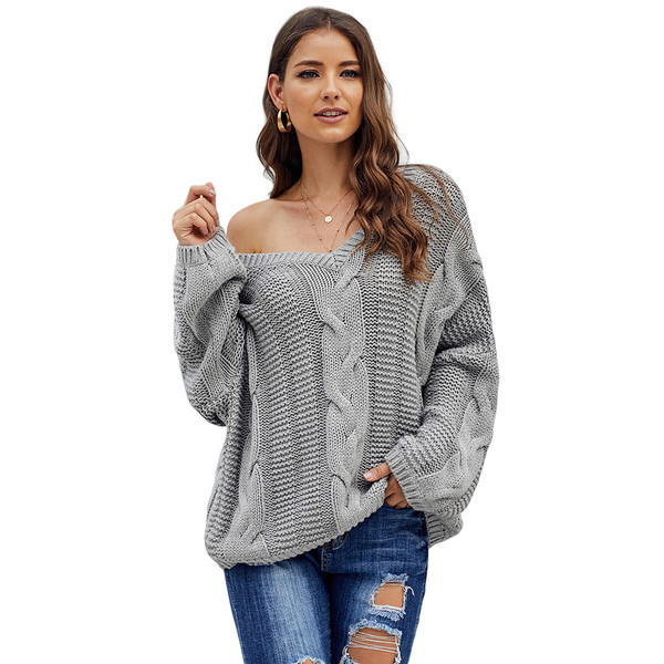 Μοντέρνο γυναικείο πουλόβερ  με μακρύ μανίκι σε μπλε, ροζ και πράσινο χρώμα