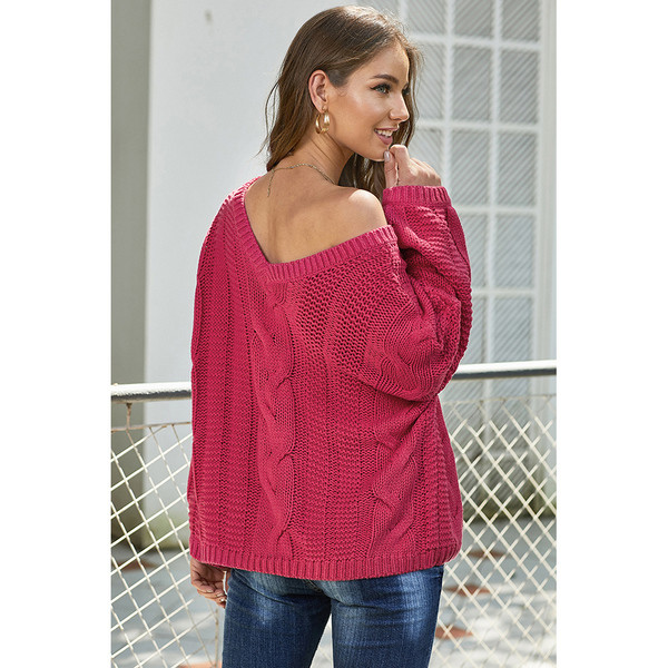 Μοντέρνο γυναικείο πουλόβερ  με μακρύ μανίκι σε μπλε, ροζ και πράσινο χρώμα