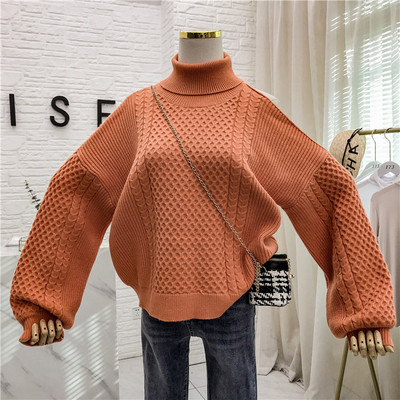 Χειμερινό γυναικείο πουλόβερ με κολάρο  σε διάφορα χρώματα