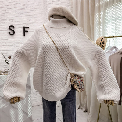 Χειμερινό γυναικείο πουλόβερ με κολάρο  σε διάφορα χρώματα