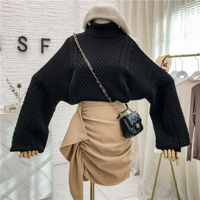 Χειμερινό γυναικείο πουλόβερ με κολάρο  σε διάφορα χρώματα