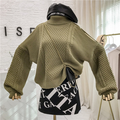 Χειμερινό γυναικείο πουλόβερ με κολάρο  σε διάφορα χρώματα