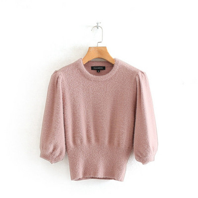 Κοντό  γυναικείο πουλόβερ 3/4 μανίκι σε δύο χρώματα