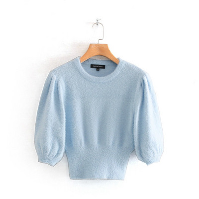 Κοντό  γυναικείο πουλόβερ 3/4 μανίκι σε δύο χρώματα