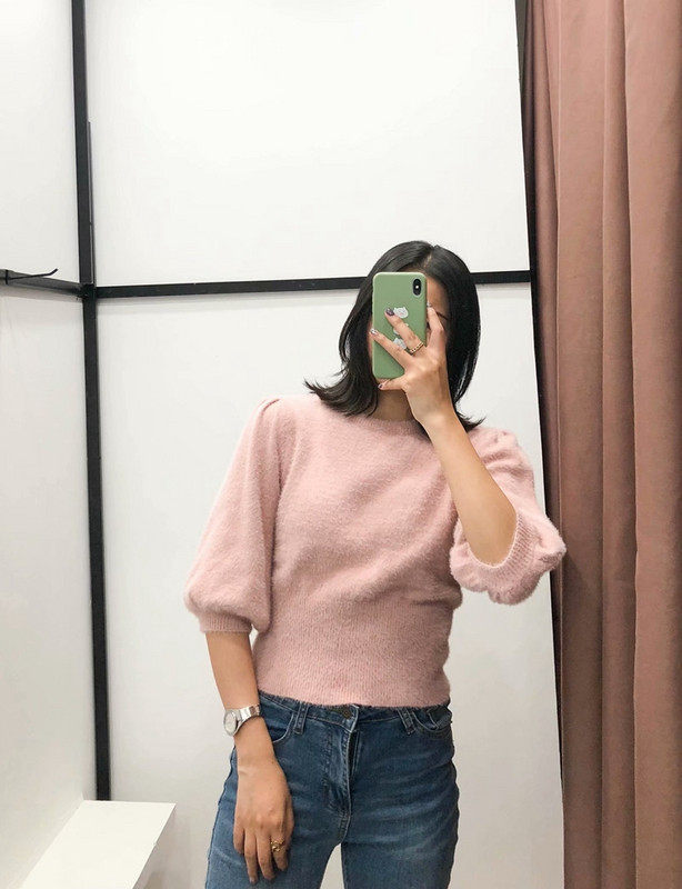 Κοντό  γυναικείο πουλόβερ 3/4 μανίκι σε δύο χρώματα