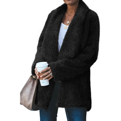 Модерно дамско дълго палто в сив,черен и кафяв цвят 