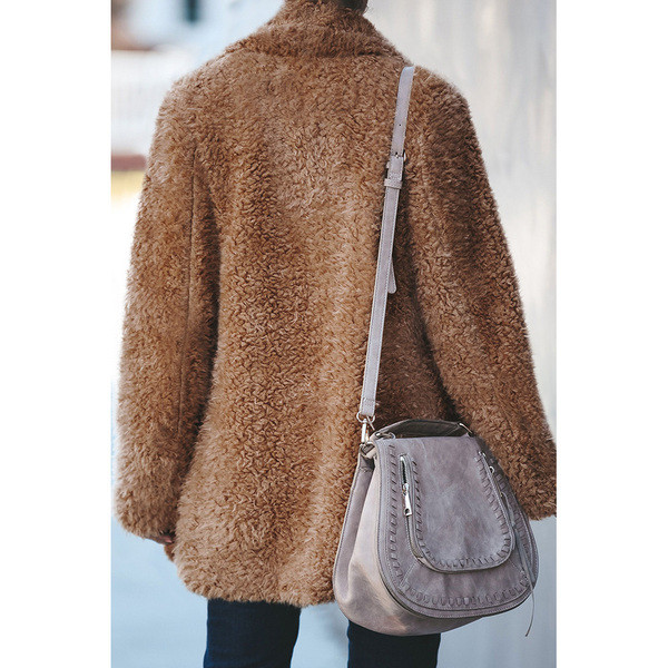 Palton lung de damă modern în gri, negru și maro