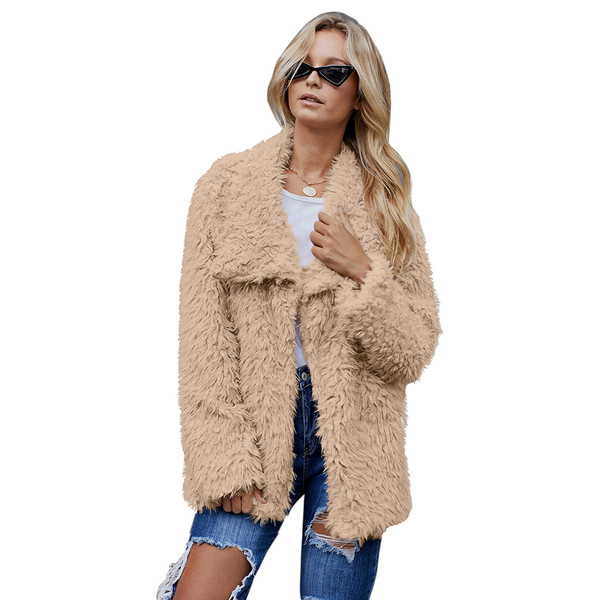 Модерно дамско пухено палто в сив и кафяв цвят