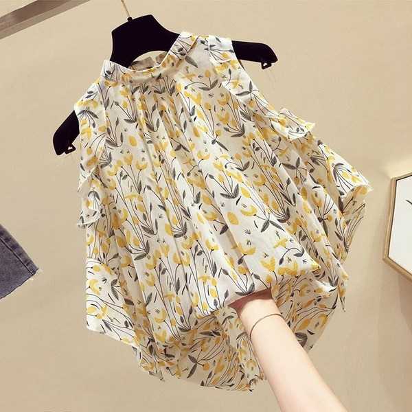 Modern női ing virágmintás, csupasz vállú