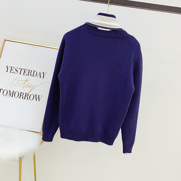 Modern női pulóver O-nyakú kék színben