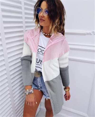 Lezser női kardigán kapucnival és hosszú ujjú három színben