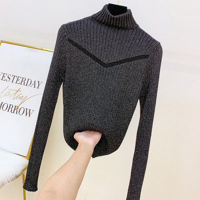 Női pulóver magas gallérral több színben