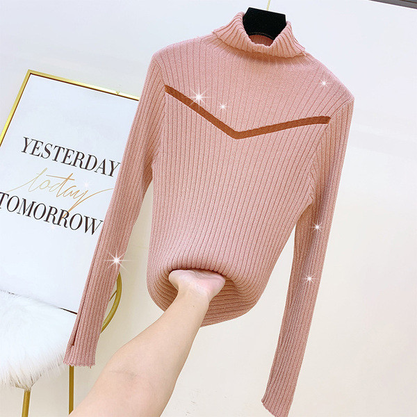 Női pulóver magas gallérral több színben