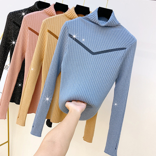 Női pulóver magas gallérral több színben