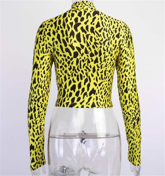 Bluză casual de damă cu guler înalt și mâneci lungi de culoare galbenă