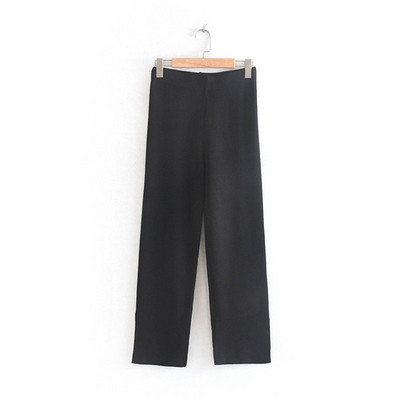 Női fekete nadrág magas derékkal - egyenes modell