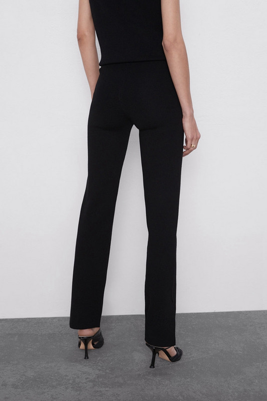 Női fekete nadrág magas derékkal - egyenes modell