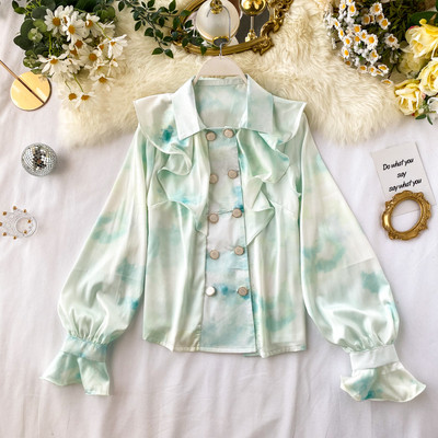 Μοντέρνο γυναικείο πουκάμισο με κουμπιά σε δύο χρώματα